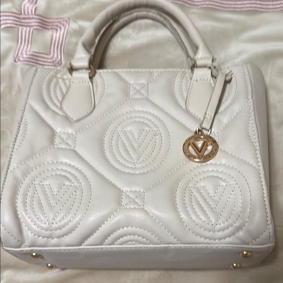 Valentino Orlandi White Quilted Satchel with Gold Accents - Picture 1 of 8
